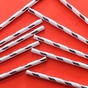 Kingseal FSC Certified Paper Cocktail Straws, Unwrapped, 6mm x 5.75 Inches, Silver Stripe, Biodegradable, Earth Friendly, Bulk Pack - 1 Box of 500 Straws