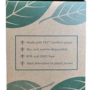 Kingseal FSC Certified Paper Cocktail Straws, Unwrapped, 6mm x 5.75 Inches, Silver Stripe, Biodegradable, Earth Friendly, Bulk Pack - 1 Box of 500 Straws