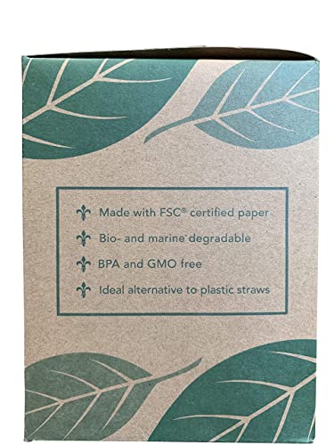 Kingseal FSC Certified Paper Cocktail Straws, Unwrapped, 6mm x 5.75 Inches, Silver Stripe, Biodegradable, Earth Friendly, Bulk Pack - 1 Box of 500 Straws