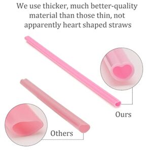 Kitchnacc 100 Pack Heart Shaped Hard Plastic Reusable Cute Straws Individually Wrapped for Cocktail Birthday Party Bridal Shower Wedding Supplies – (Yellow, Blue, Red, Pink)