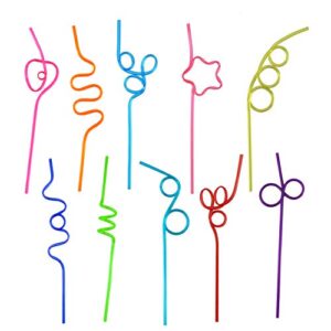 dlonline pack of 60 crazy loop straws, crazy reusable drinking straws silly colorful reusable drinking straws, great for parties, carnivals, fun, bpa and pfoa free