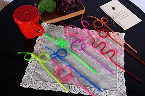 DLOnline Pack of 60 Crazy Loop Straws, Crazy Reusable Drinking Straws Silly Colorful Reusable Drinking Straws, Great For Parties, Carnivals, Fun, BPA and PFOA Free