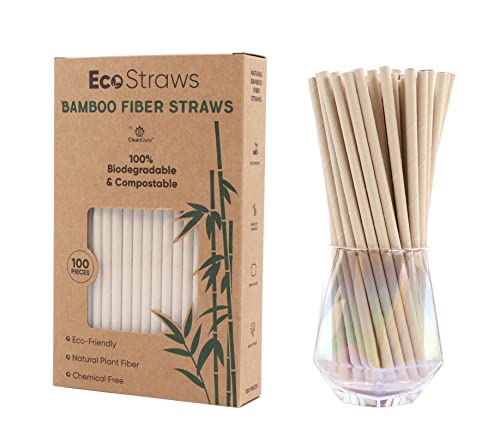 Eco Straws Disposable – Biodegradable Bamboo Paper Straw – Natural Compostable Long Drinking Straws for Cocktail, Smoothie, Coffee, Cereal, and Soft Drinks – Plastic Straws Alternative - 100pcs