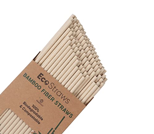 Eco Straws Disposable – Biodegradable Bamboo Paper Straw – Natural Compostable Long Drinking Straws for Cocktail, Smoothie, Coffee, Cereal, and Soft Drinks – Plastic Straws Alternative - 100pcs