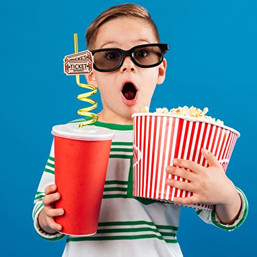 Movie Night Party Favors Movie Night Straws 24pcs Movie Night Party Decorations Supplies Movie Night Plastic Crazy Straws for Hollywood Party, Movie Theme Birthday Party Decorations