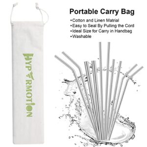 Hypermotion Stainless Steel Straw, Food Grade Reusable Metal Drinking Straw Set with 2 Cleaning Brushes and Carry Pouch for Smoothie, Milkshake, Cocktail and Hot Drinks