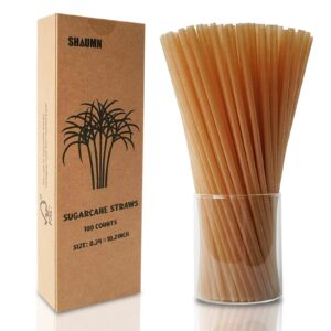 biodegradable eco-friendly sugarcane straws 10.2 inch long compostable drinking straws bulk plasticless a sturdy straws works for hot/cold drinks not soggy alternative to platic/paper ones