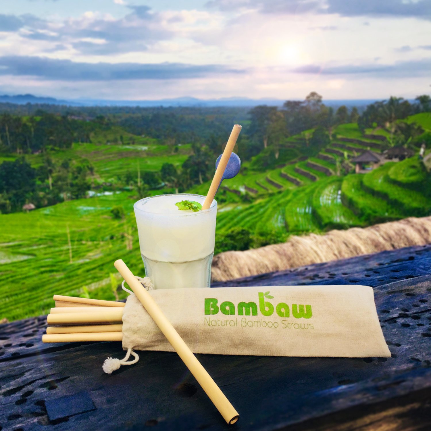 Bambaw Bamboo Reusable Straws | Eco Friendly Long Straws with Straw Cleaner Brush | Biodegradable Alternative to Plastic Straws | Durable Travel Drinking Straws | 6 Straws 5.5 Inch & 6 Straws 8.7 Inch