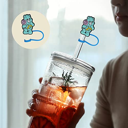 SEQLA71 9Pcs Straw Covers Cap Straw Tips Cover for Reusable Silicone Drinking Straw Tips Lids Drinking Straw Cute Straws Plugs (Not include Straw)