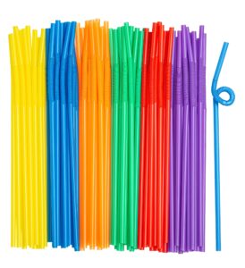 comfy package, [300 pack] long flexible disposable plastic drinking straws - 10.02" high - assorted colors