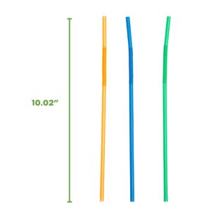 Comfy Package, [300 Pack] Long Flexible Disposable Plastic Drinking Straws - 10.02" High - Assorted Colors
