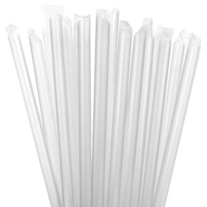 renyih 400 pcs clear boba straws jumbo smoothie straws,individually wrapped disposable plastic large wide-mouthed milkshake drinking straws (0.43" wide x 9.45" long)