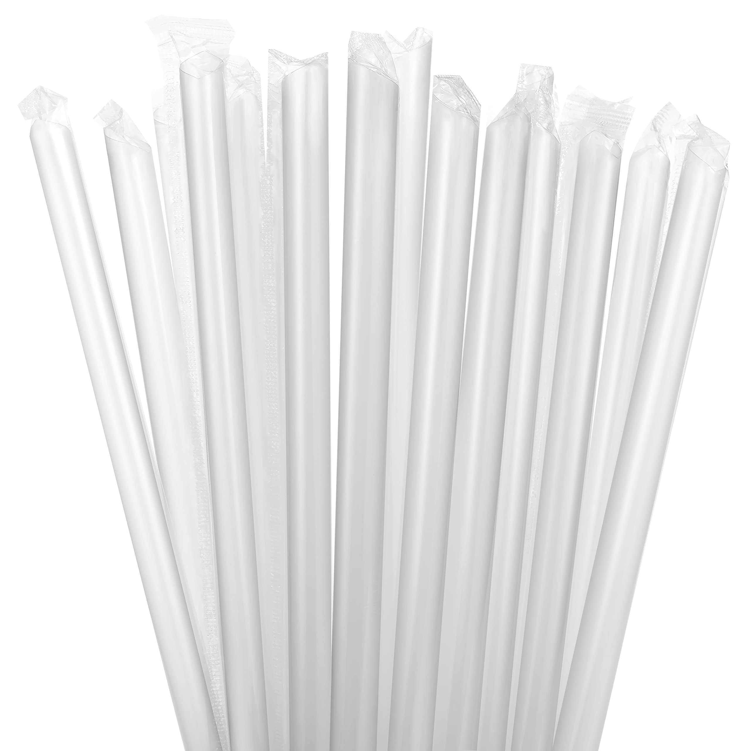 RENYIH 400 Pcs Clear Boba Straws Jumbo Smoothie Straws,Individually Wrapped Disposable Plastic Large Wide-mouthed Milkshake Drinking Straws (0.43" Wide X 9.45" Long)