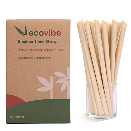 Ecovibe Straws Bamboo Straws Milkshake Straws Bamboo Straws Disposable Compostable Disposable Straw Straws For Hot Drinks Paper Boba Straws Bamboo Straw Drinking Bambo Straws Eco Straws（50 Pcs)