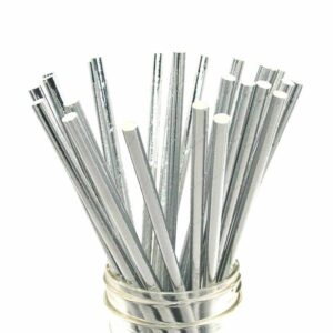 shining silver paper straws for drinking, silver straws, sliver solid paper drinking straws for drinking juice, 100 metal straws silver