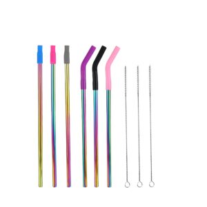 IRON °FLASK Reusable Straws - 6 Stainless Steel or Plastic Straw w/Bendy Silicone Tips, 3 Cleaning Brushes & Travel Case - Drinking Straw for Water Bottles,Tumblers & Thermos - Dishwasher Safe