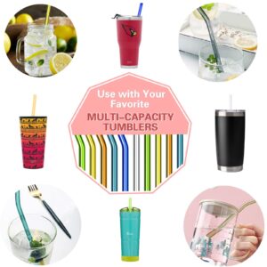 Panesor Glass Straws, 12PCS Reusable Drinking Straws with 4 Cleaning Brushes 8.5''x10 MM Multi-color 6 Straight and 6 Bent Replacement for Milkshakes Coffee Drinks Smoothies Juice 20 24 30oz Tumbler
