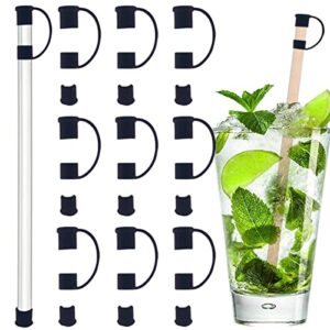 JpGdn 24pcs/pack 10mm Silicone Straw Tips Covers Cap Topper Black for 9-10mm Big large Wide Reusable or Stainless steel Straw or Stanley Cups Food Grade Dust-Proof Straw Plugs Home Kitchen Accessories