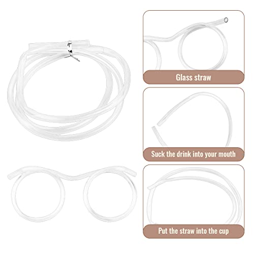 Tenalleys 2 Pcs Silly Novelty Loop Straw Glasses, Fun Loop Eye Straws Reusable Eyeglasses Straw for Parties Birthday, DIY Fun Activities, Kids Party, Annual Meeting