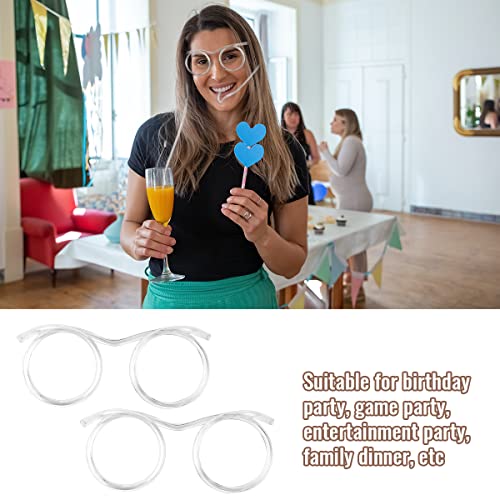 Tenalleys 2 Pcs Silly Novelty Loop Straw Glasses, Fun Loop Eye Straws Reusable Eyeglasses Straw for Parties Birthday, DIY Fun Activities, Kids Party, Annual Meeting