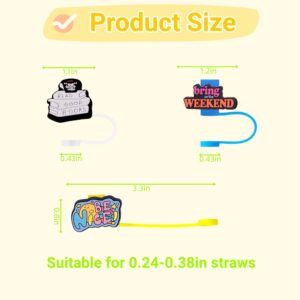 COOTRUKER 10pcs Reusable Straws Covers Caps Straw Toppers for Tumblers Cute Drinking Silicone Straw Tips Lids for 6-8 mm Straws Plugs Party Supplies