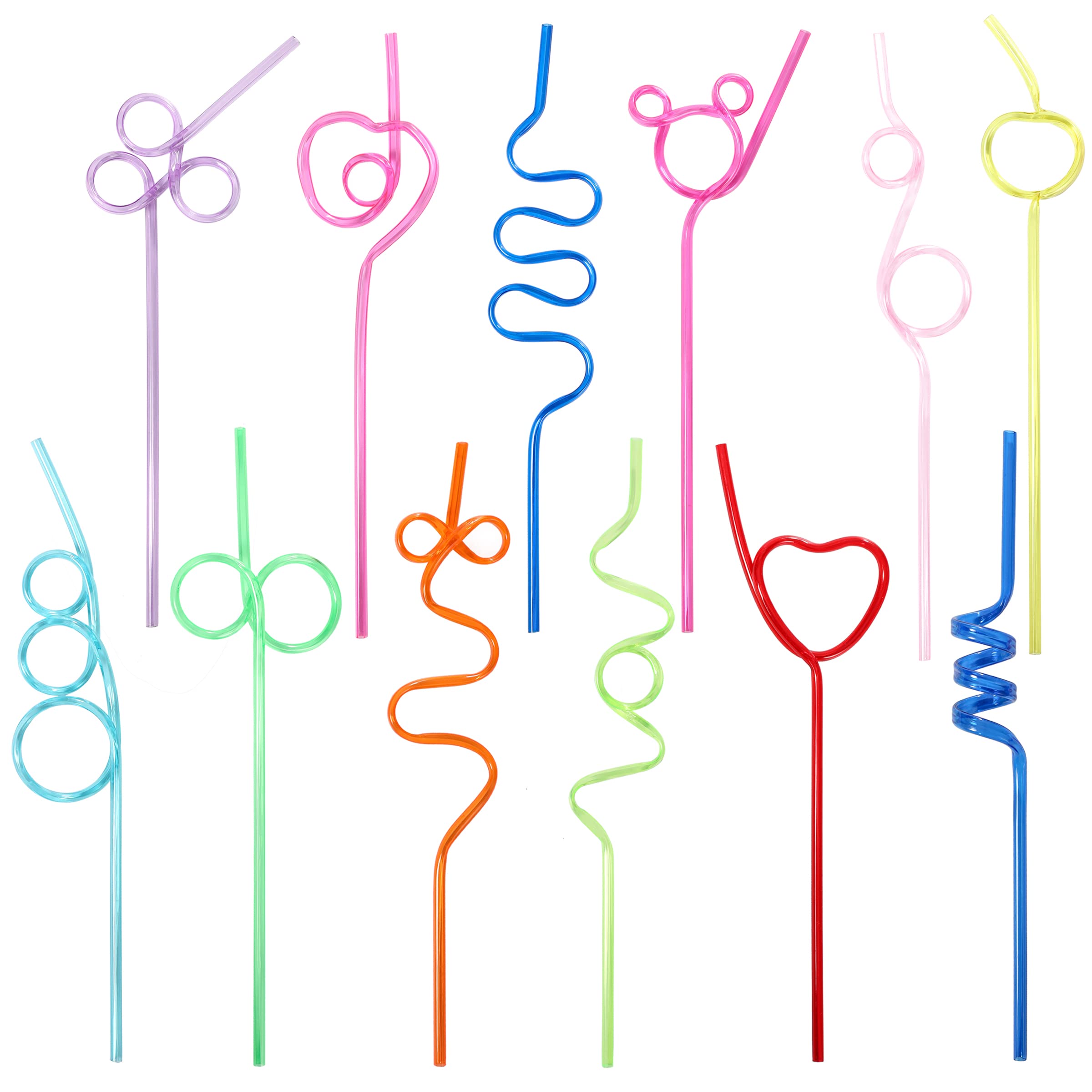 36 Pcs Crazy Straws, Colorful Funny Straws for Kids Reusable Silly Straws for Kids, Great for Parties and Birthday Party