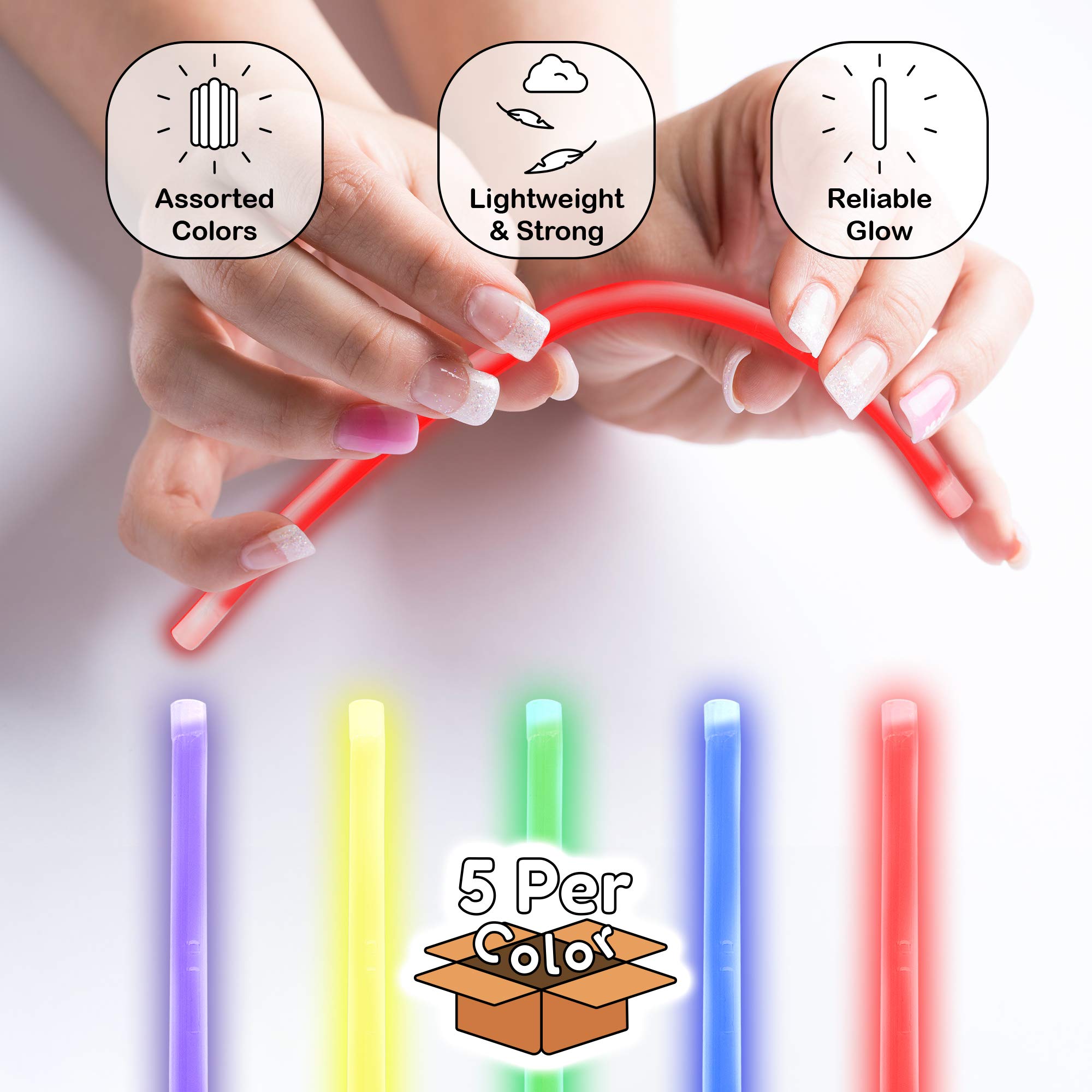 25-Pack Multi-Color Glow Straws - Vibrant Drink Accessories for Parties & Events -9" Glow Straw Party Pack