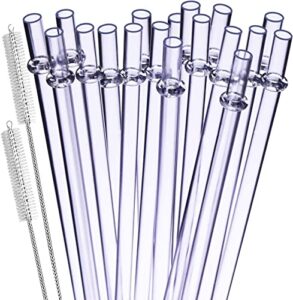 aizixin clear reusable hard plastic straws for yeti/rtic tumblers, tall cups and mason jars, 9inch, pack of 18,unbreakable drinking straw with 2 cleaning brush