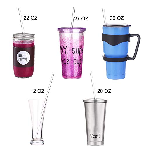 AIZIXIN Clear Reusable Hard Plastic Straws for Yeti/Rtic Tumblers, Tall Cups and Mason Jars, 9inch, Pack of 18,Unbreakable Drinking Straw with 2 Cleaning Brush