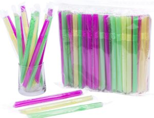honest eco 100 pcs flexible drinking straws individually wrapped,0.47inch extra-wide bendy straws, bubble boba milkshake smoothie straws