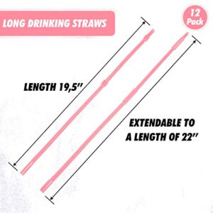 Made in USA Extra Long Reusable Drinking Straws 22 Inches long Ideal for Limited Mobility Situations Dishwasher Safe FDA Grade BPA-Free Material 12 Pieces