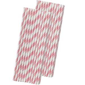 striped paper straws - valentine wedding birthday party - light blush pink white - 7.75 inches - pack of 50- outside the box papers brand