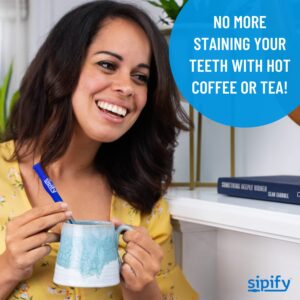 Protect Teeth from Coffee & Tea Stains - Flow Limiting Reusable Straws for Hot Drinks by Sipify - Stainless Steel Straws with Silicone Cover Aerate to Protect from Scalding - Dishwasher Safe - 2 Pack