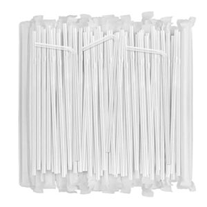 [100 pcs] bendy individually wrapped plastic straws - 8.25" long disposable flexible clear drinking straws