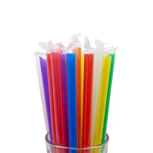 100pcs jumbo smoothie straws by werkasi, multi colors straws, wide straws and individually wrapped straws for drinking, milkshake(0.43inch, 9.45inch)
