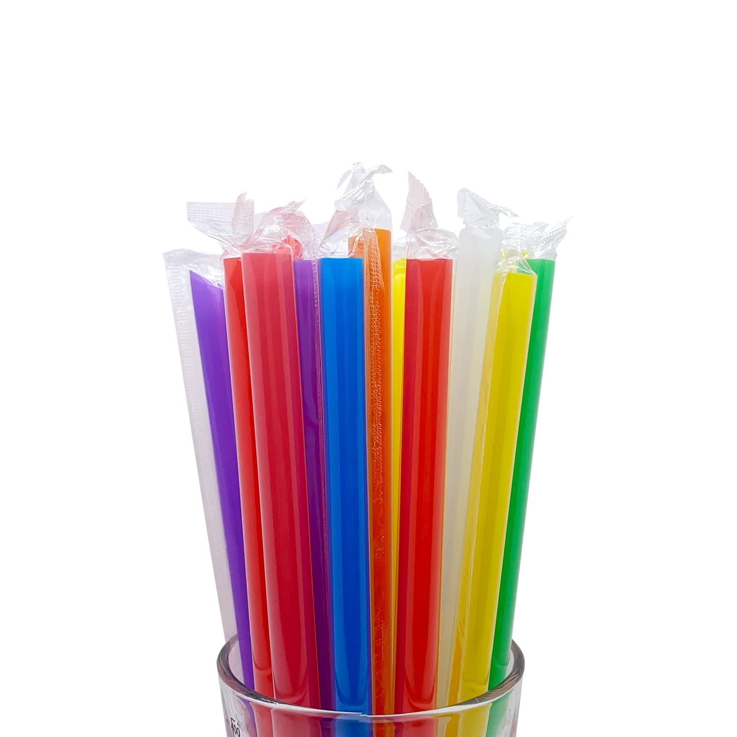 100Pcs Jumbo Smoothie Straws by WerkaSi, Multi Colors Straws, Wide Straws and Individually Wrapped Straws for Drinking, Milkshake(0.43inch, 9.45inch)