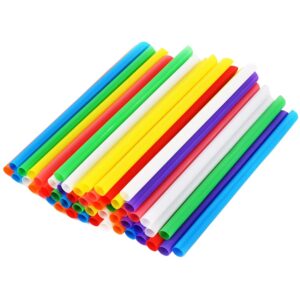 100Pcs Jumbo Smoothie Straws by WerkaSi, Multi Colors Straws, Wide Straws and Individually Wrapped Straws for Drinking, Milkshake(0.43inch, 9.45inch)