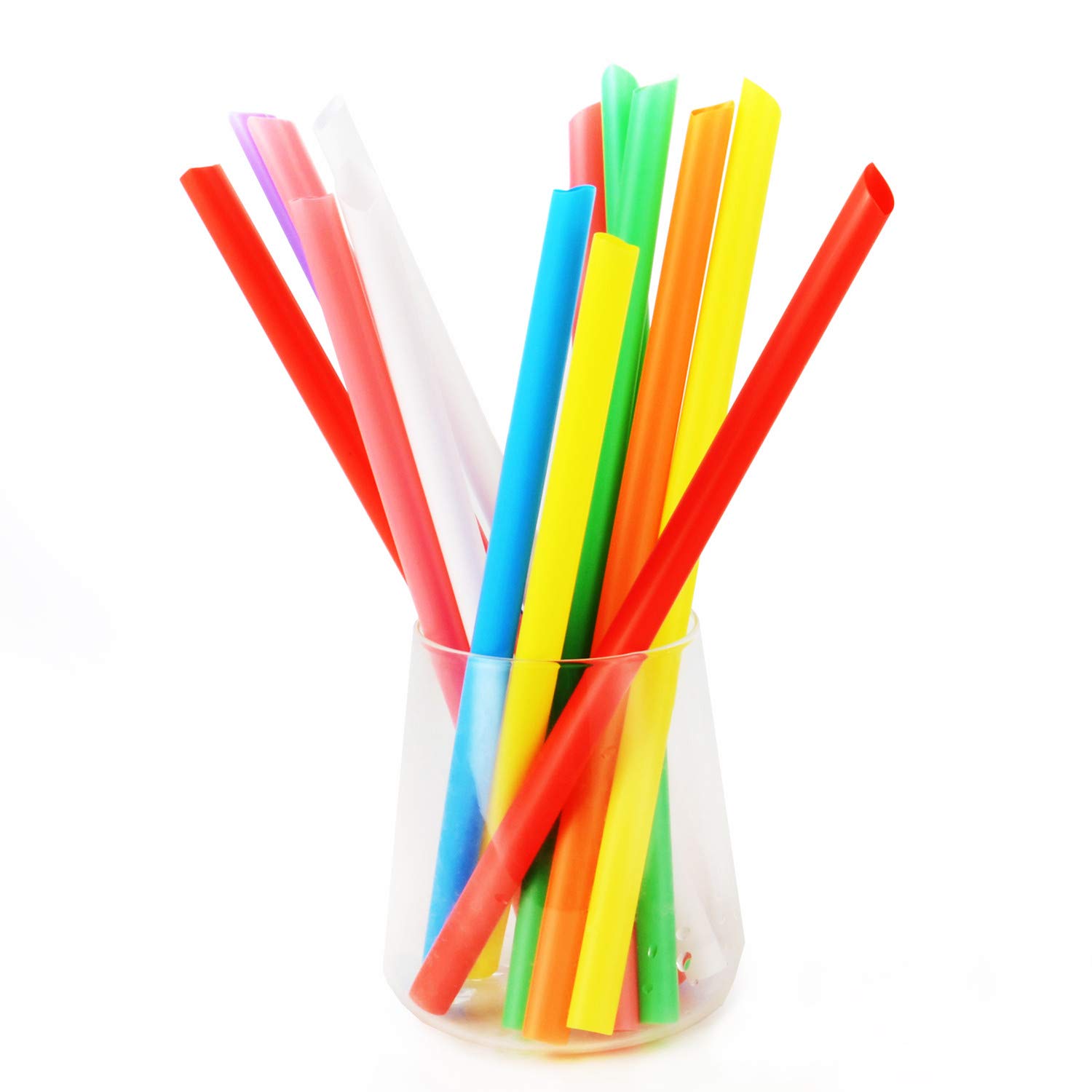 100Pcs Jumbo Smoothie Straws by WerkaSi, Multi Colors Straws, Wide Straws and Individually Wrapped Straws for Drinking, Milkshake(0.43inch, 9.45inch)