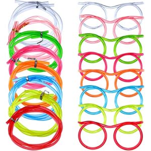 8 pieces silly straw glasses eyeglasses straws eyeglasses crazy fun loop straws novelty drinking eyeglasses straw for annual meeting, fun parties, birthday, assorted colors