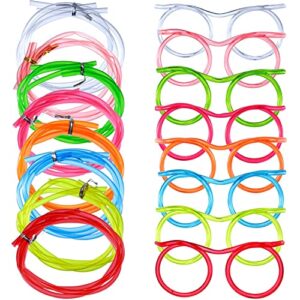 8 Pieces Silly Straw Glasses Eyeglasses Straws Eyeglasses Crazy Fun Loop Straws Novelty Drinking Eyeglasses Straw for Annual Meeting, Fun Parties, Birthday, Assorted Colors