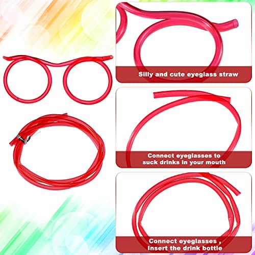 8 Pieces Silly Straw Glasses Eyeglasses Straws Eyeglasses Crazy Fun Loop Straws Novelty Drinking Eyeglasses Straw for Annual Meeting, Fun Parties, Birthday, Assorted Colors