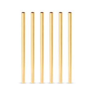 viski stainless steel cocktail straws with gold finish, eco-friendly reusable short metal straws, 5 inch set of 6