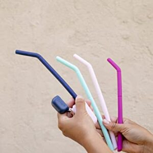 Ello Impact Silicone Fold & Store Straws with Carry Case, 6 Piece, Beach House