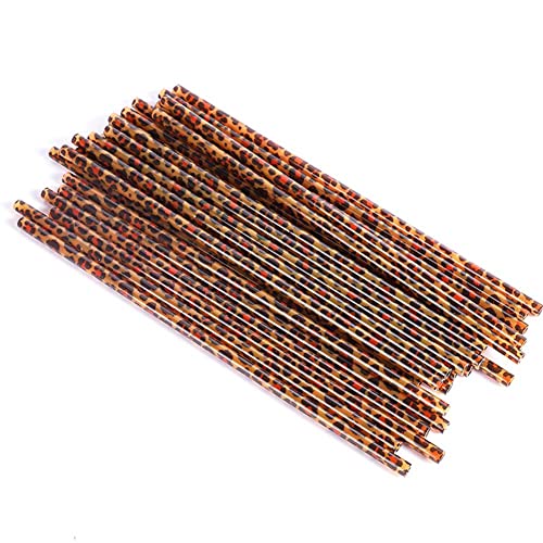 Peiking 20pcs Reusable Leopard Print Plastic Straws, Leopard Animal Drinking Straws and 1 Cleaning Brush for Jungle Animal Birthday Parties, Animal Birthday Party Favors