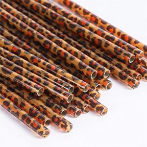 Peiking 20pcs Reusable Leopard Print Plastic Straws, Leopard Animal Drinking Straws and 1 Cleaning Brush for Jungle Animal Birthday Parties, Animal Birthday Party Favors