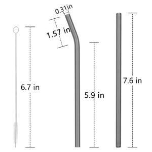 Glass Straws Drinking Reusable: Grey Glass Straw Reusable Glass Straws Bent Glass Drinking Straws Coffee Straws 8 inch Long Glass Straws Thick for Coffee