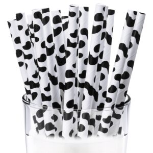 25 pcs cow party supplies straws farm birthday party supplies paper straws cow print drinking black and white straws for kids birthday farm theme party baby bridal shower decorations
