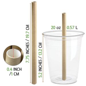 Friendly Straw 150 Pack Biodegradable Jumbo Smoothie and Milkshake Straws, 7.75" x .4" Extra Wide Disposable Kraft Paper Straws Bulk Pack