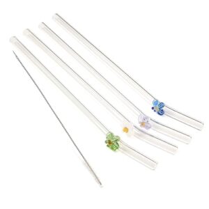 reusable glass straws | 8.2'' x 8mm with cleaning brush | perfect for smoothies, milkshakes, juices ,teas and other cold/hot beverages