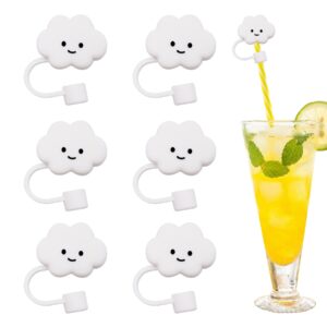 pasezenn 6pcs cute cloud straw covers cap reusable straw toppers dust-proof straw tips cover for 1/4inch(6-8mm) straws